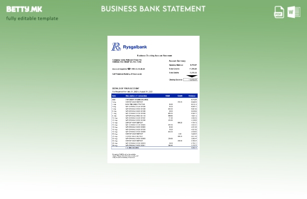 модерен стил Туркменистанска изјава на фирмата Rysgal Шаблон Word и PDF
